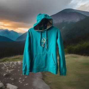 Browning Hoodie Mens XL Green Camo Lined Sweatshirt Hunting Outdoors  Pull Over